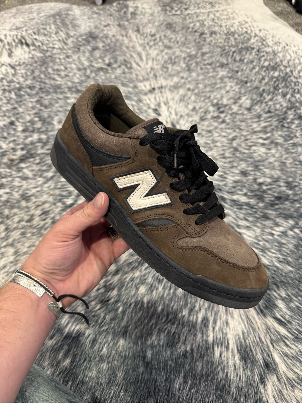 New Balance Men's Brown and Black Suede Skate Sneaker